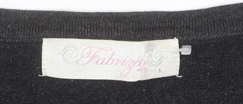 Fabrizio Women’s Grey Striped 3/4 Sleeve Pullover Jumper L