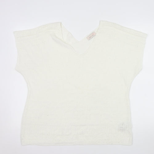 Marks and Spencer Per Una White Knit V-Neck Blouse Women’s Size 22