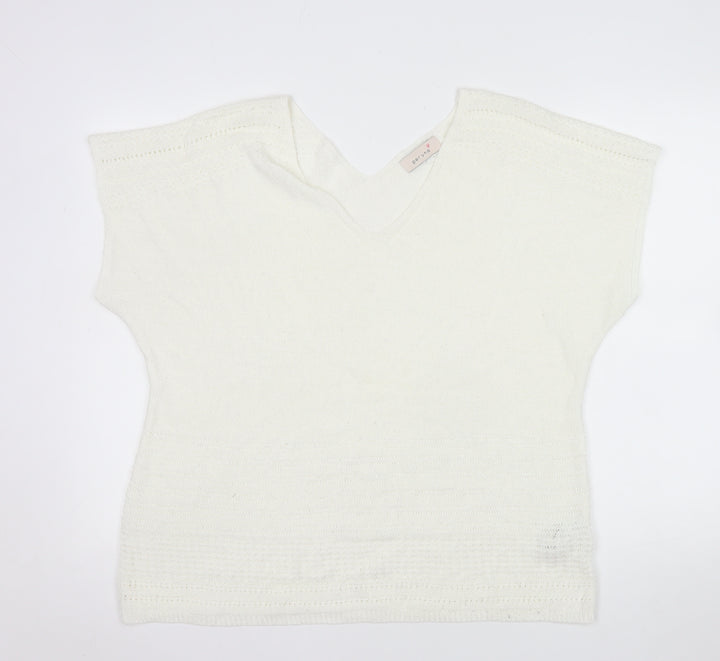 Marks and Spencer Per Una White Knit V-Neck Blouse Women’s Size 22