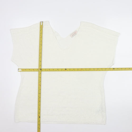 Marks and Spencer Per Una White Knit V-Neck Blouse Women’s Size 22