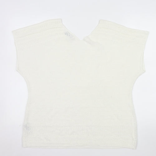 Marks and Spencer Per Una White Knit V-Neck Blouse Women’s Size 22