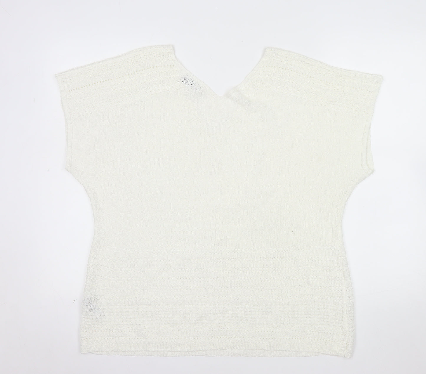 Marks and Spencer Per Una White Knit V-Neck Blouse Women’s Size 22