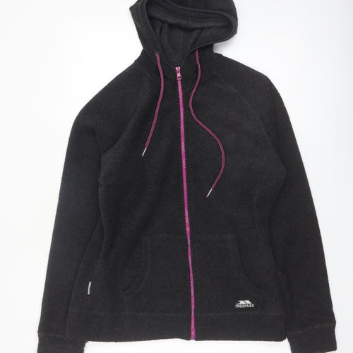 Trespass Womens Black Full Zip Hoodie UK 14 L Fleece Polyester