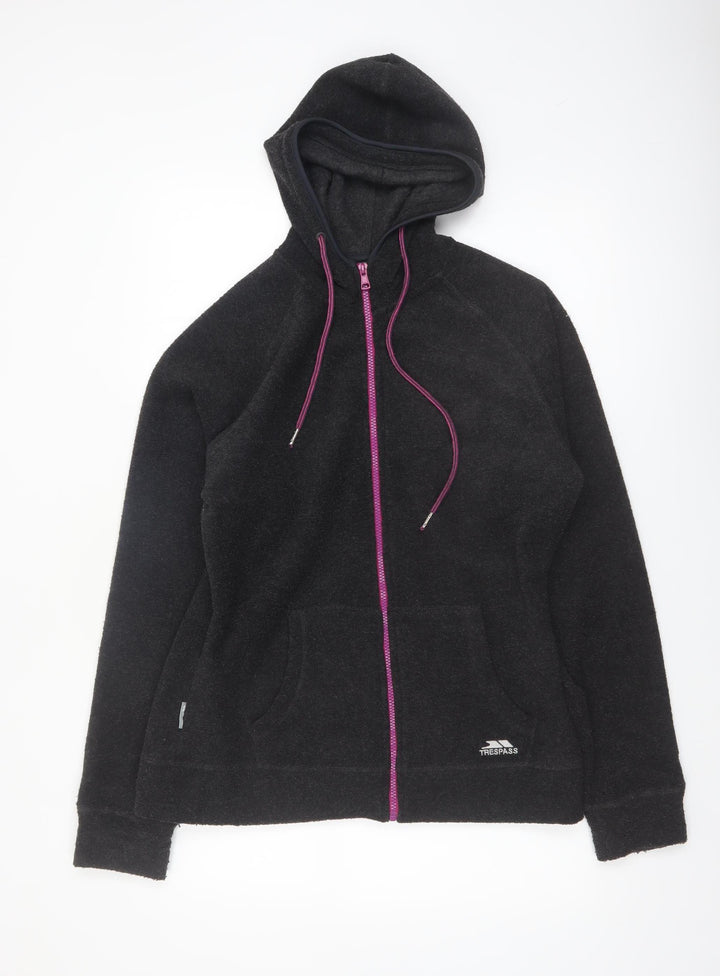 Trespass Womens Black Full Zip Hoodie UK 14 L Fleece Polyester