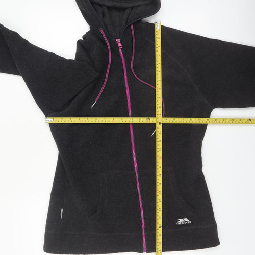 Trespass Womens Black Full Zip Hoodie UK 14 L Fleece Polyester