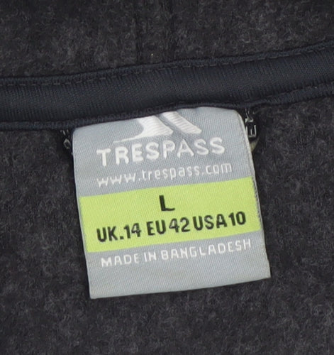 Trespass Womens Black Full Zip Hoodie UK 14 L Fleece Polyester