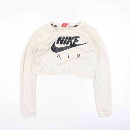 Nike Air Women Beige XS Cropped Pullover Sweatshirt