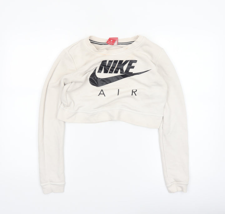 Nike Air Women Beige XS Cropped Pullover Sweatshirt