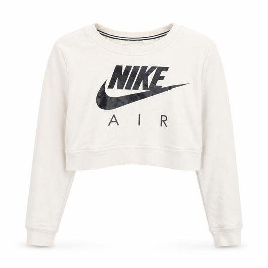 Front view of Nike Air Women Beige XS Cropped Pullover Sweatshirt
