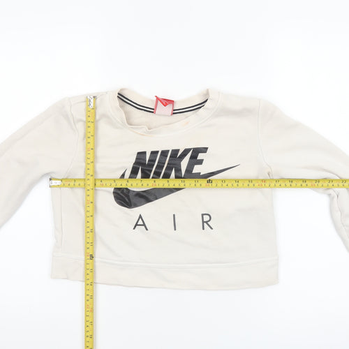 Nike Air Women Beige XS Cropped Pullover Sweatshirt