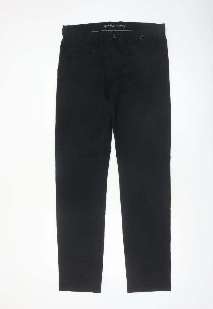 Denim Co. Men's Black Slim Fit Stretch Chino Trousers W32 L34