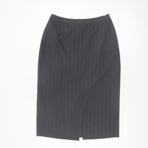 Marks and Spencer Women Grey Pinstripe Pencil Skirt Size 12