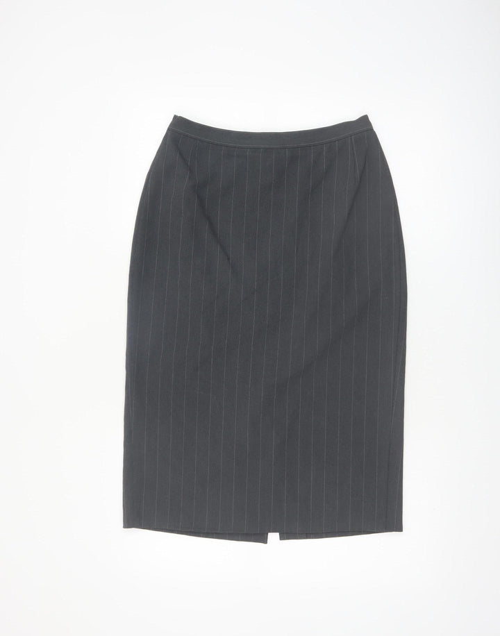 Marks and Spencer Women Grey Pinstripe Pencil Skirt Size 12