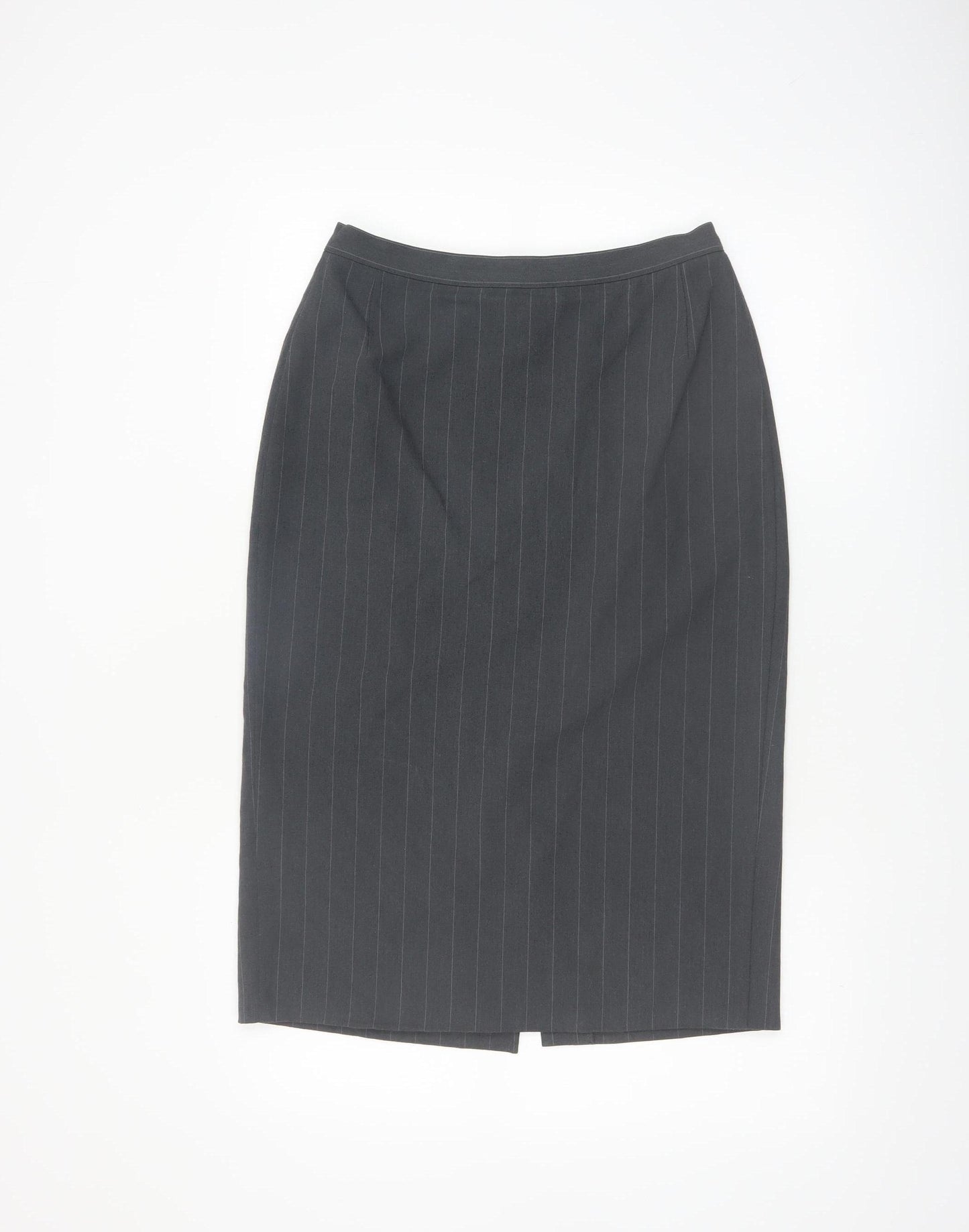 Marks and Spencer Women Grey Pinstripe Pencil Skirt Size 12