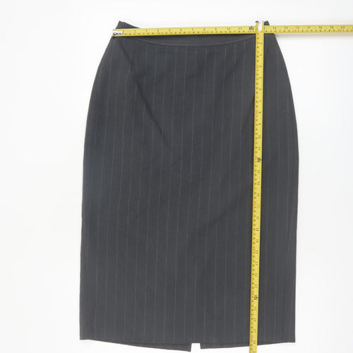 Marks and Spencer Women Grey Pinstripe Pencil Skirt Size 12