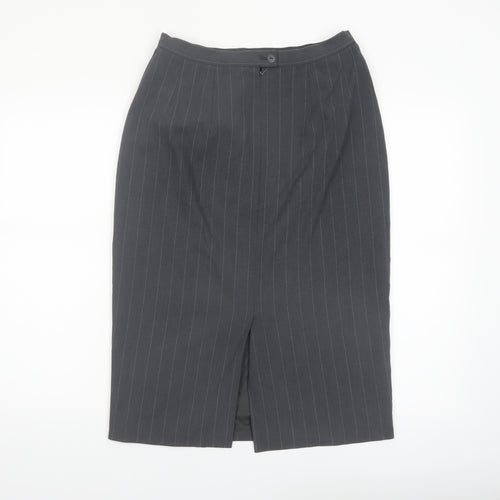 Marks and Spencer Women Grey Pinstripe Pencil Skirt Size 12