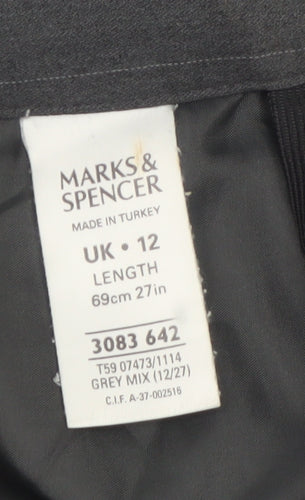 Marks and Spencer Women Grey Pinstripe Pencil Skirt Size 12