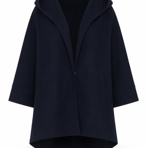 Addax Women’s Navy Blue Hooded Mid-Length Coat Size S