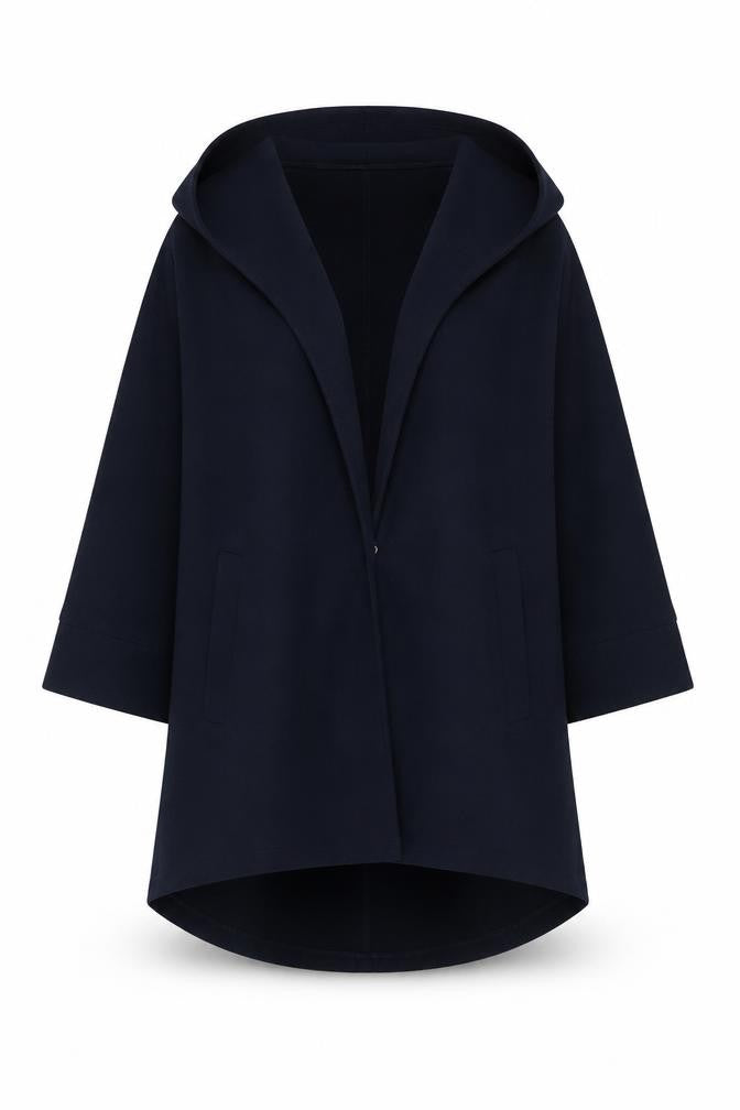 Addax Women’s Navy Blue Hooded Mid-Length Coat Size S
