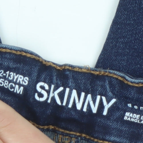 Denim Co Boys Blue Skinny Jeans 12-13 Years Adjustable Waist Cotton