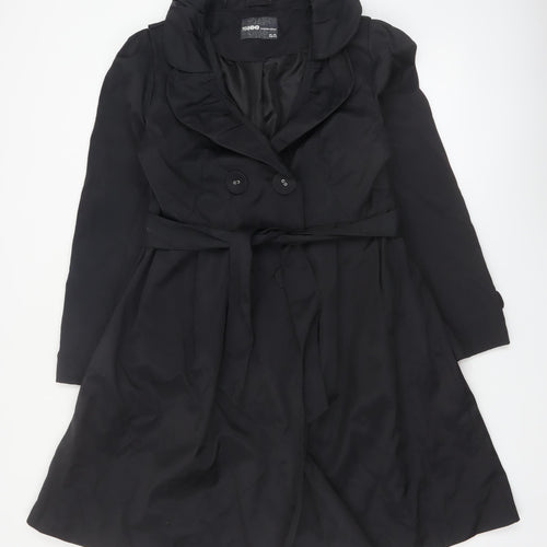 Modo Casualwear Women's Black Belted Trench Coat UK 12 Lined Long Classic