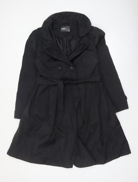 Modo Casualwear Women's Black Belted Trench Coat UK 12 Lined Long Classic