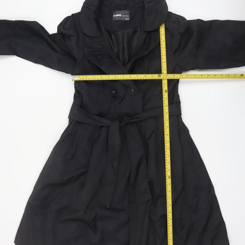 Modo Casualwear Women's Black Belted Trench Coat UK 12 Lined Long Classic