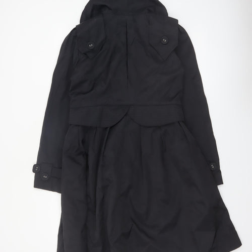Modo Casualwear Women's Black Belted Trench Coat UK 12 Lined Long Classic