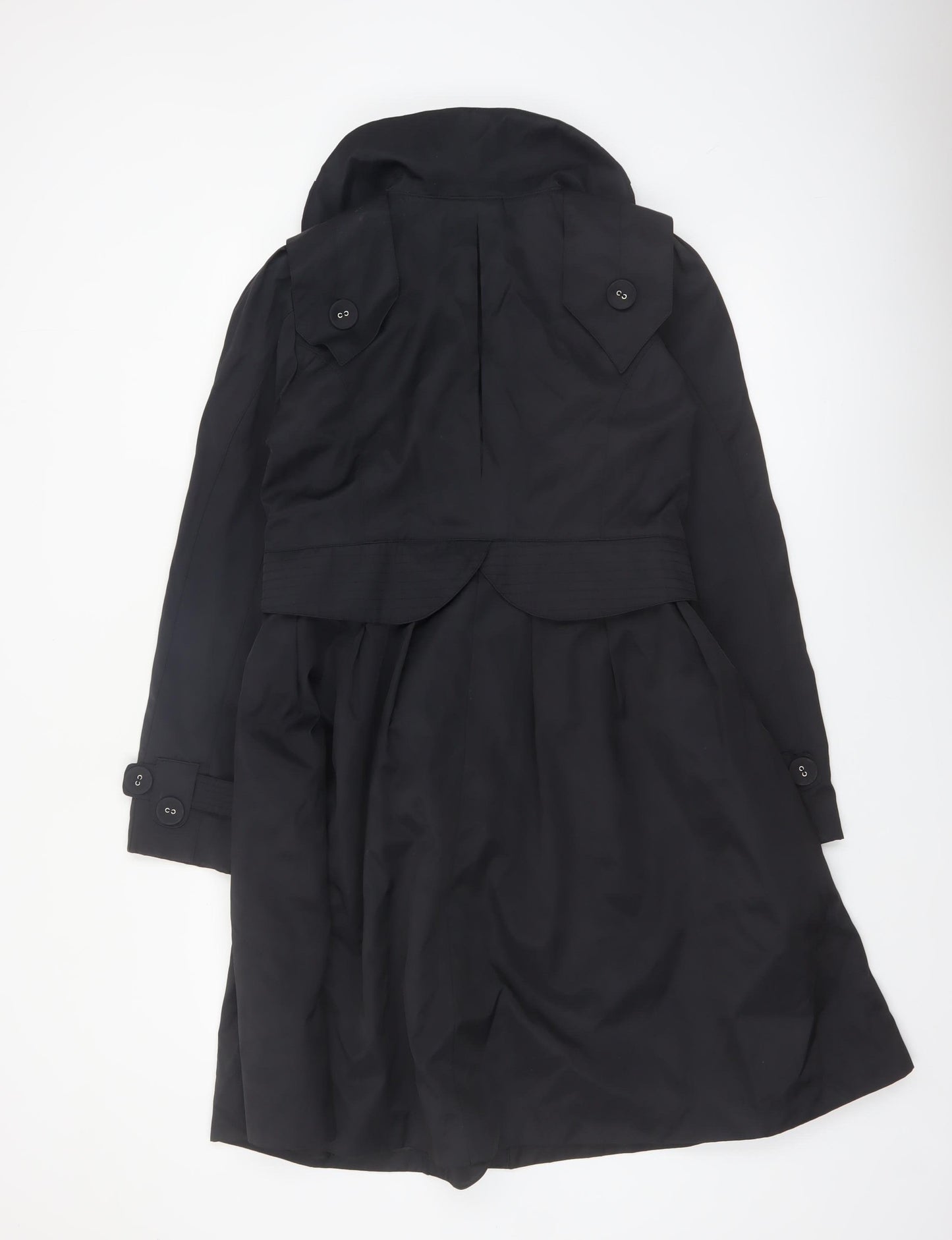 Modo Casualwear Women's Black Belted Trench Coat UK 12 Lined Long Classic