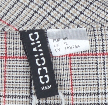 H&M Divided Women's Grey Check Pleated Short Skirt Size 12