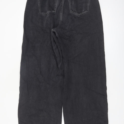 Missguided Women's Black Wide-Leg High-Rise Cotton Jeans Size 12