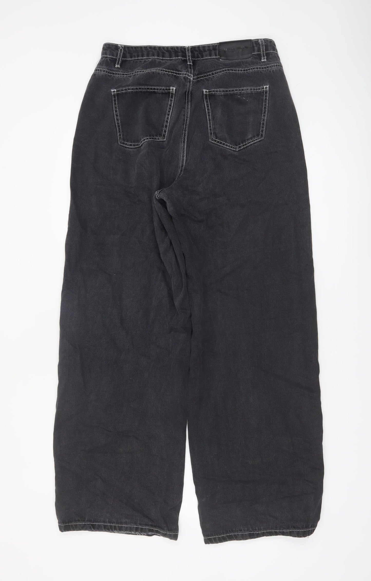 Missguided Women's Black Wide-Leg High-Rise Cotton Jeans Size 12