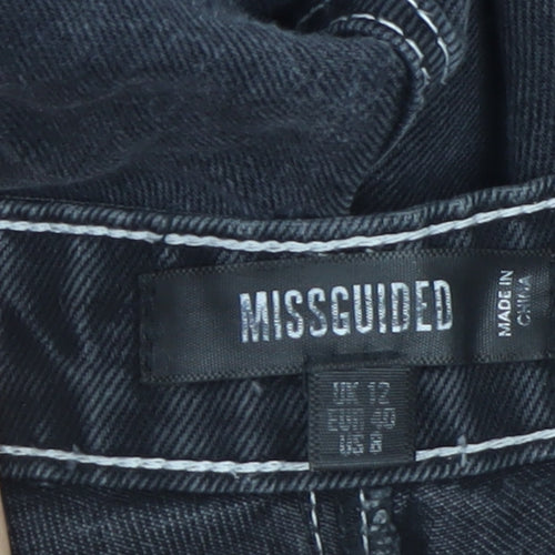 Missguided Women's Black Wide-Leg High-Rise Cotton Jeans Size 12