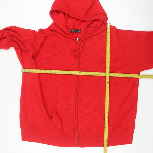 Marks and Spencer Womens Red XL Hooded Full Zip Knit Jumper