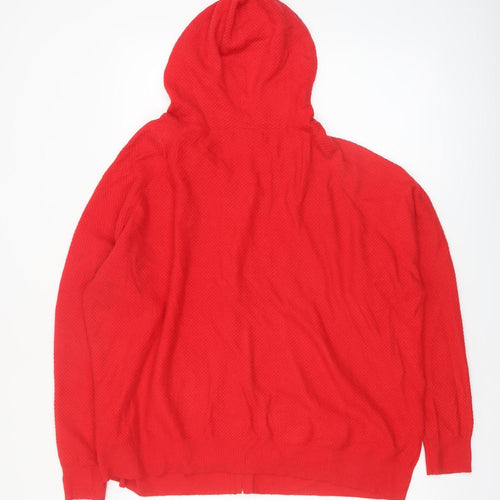 Marks and Spencer Womens Red XL Hooded Full Zip Knit Jumper