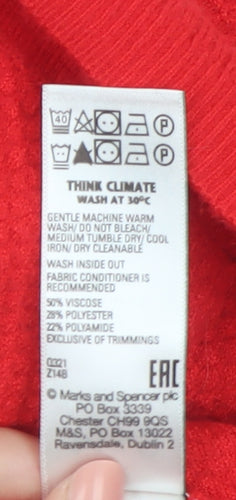 Marks and Spencer Womens Red XL Hooded Full Zip Knit Jumper