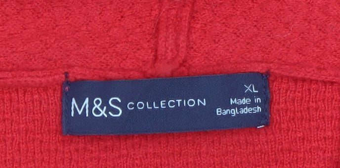 Marks and Spencer Womens Red XL Hooded Full Zip Knit Jumper