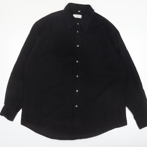 Canda Men’s Black Corduroy Button-Up Shirt XL Long Sleeve