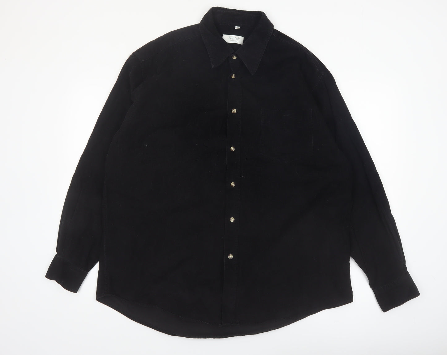 Canda Men’s Black Corduroy Button-Up Shirt XL Long Sleeve