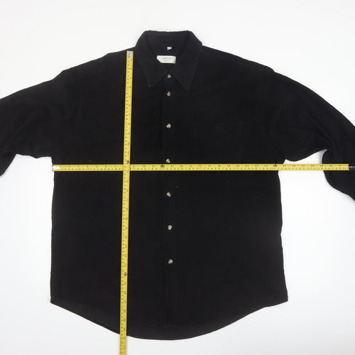 Canda Men’s Black Corduroy Button-Up Shirt XL Long Sleeve