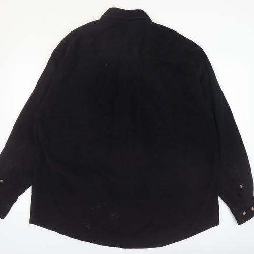 Canda Men’s Black Corduroy Button-Up Shirt XL Long Sleeve