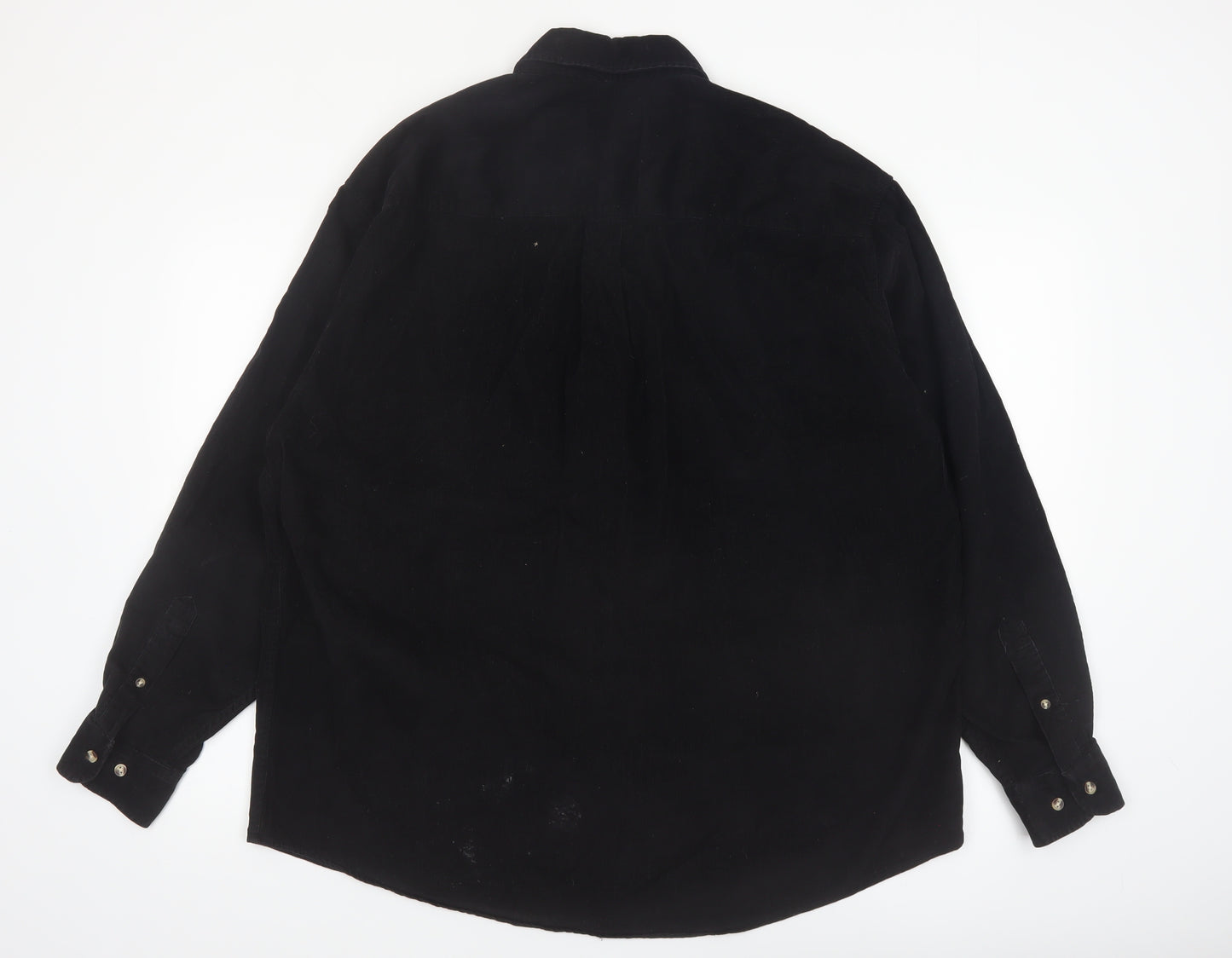 Canda Men’s Black Corduroy Button-Up Shirt XL Long Sleeve