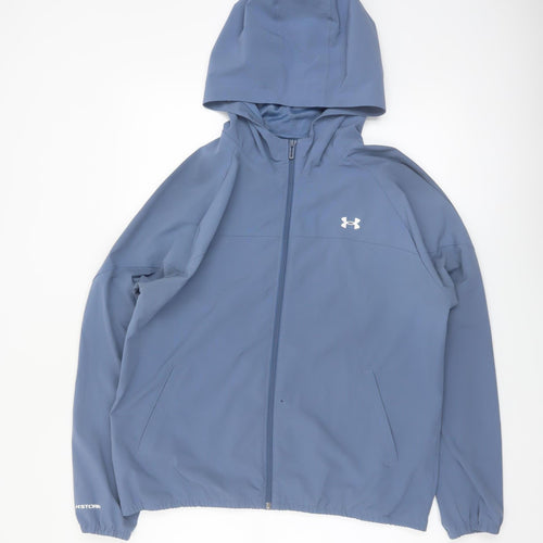 Under Armour Women Blue L Windbreaker Softshell Hooded Jacket
