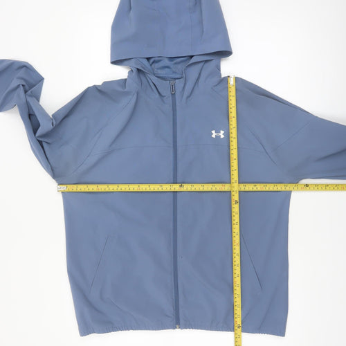 Under Armour Women Blue L Windbreaker Softshell Hooded Jacket