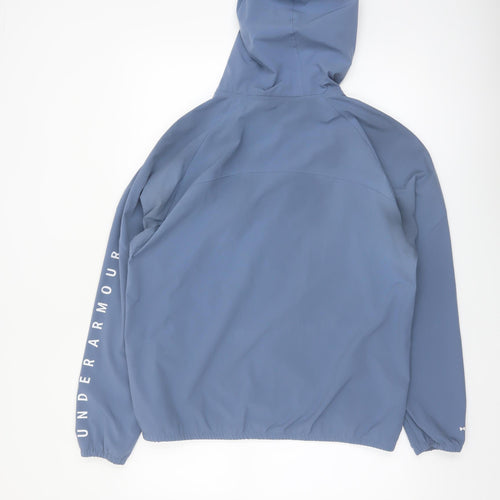 Under Armour Women Blue L Windbreaker Softshell Hooded Jacket