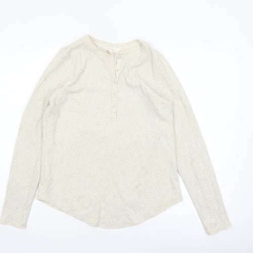 Marks and Spencer Per Una Women Beige Henley Long Sleeve Cotton Top Size 12