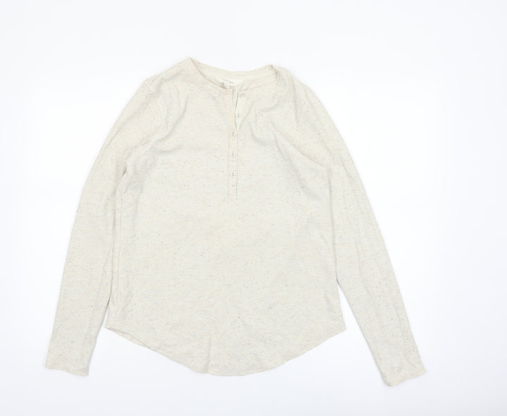 Marks and Spencer Per Una Women Beige Henley Long Sleeve Cotton Top Size 12