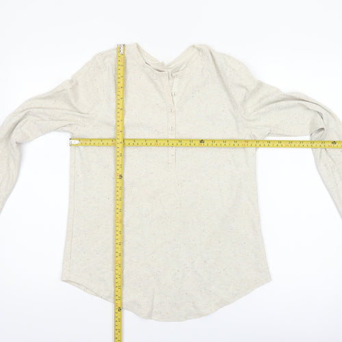 Marks and Spencer Per Una Women Beige Henley Long Sleeve Cotton Top Size 12