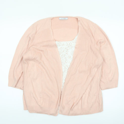 Marks and Spencer Women Pink Size 18 Lightweight Open Knit Cardigan