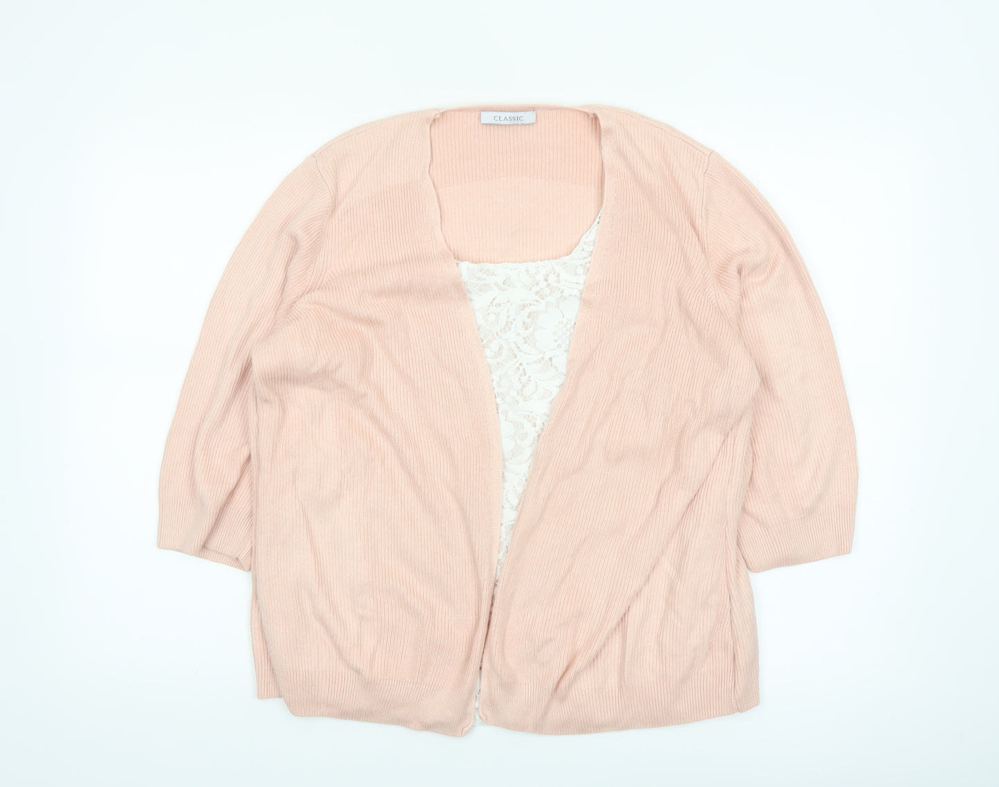 Marks and Spencer Women Pink Size 18 Lightweight Open Knit Cardigan